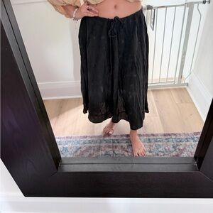 100% Silk Vintage Midi Skirt with Drawstring Waist